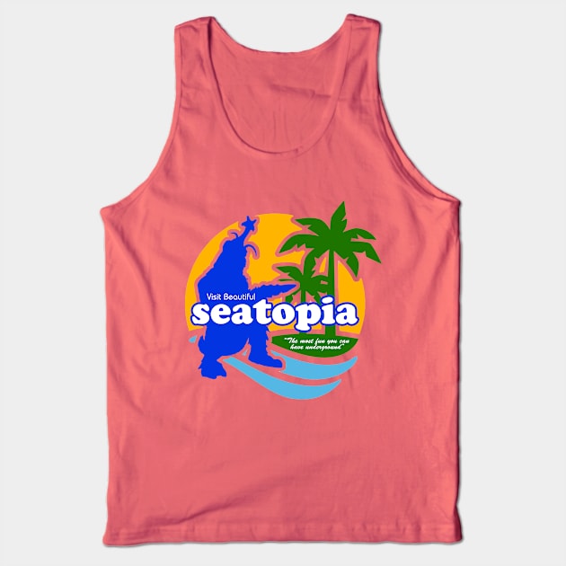 Visit Beautiful Seatopia - Godzilla vs. Megalon Tank Top by Pop Fan Shop